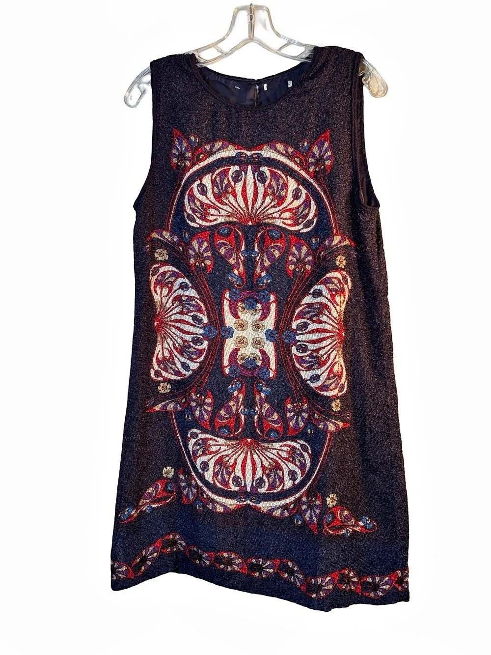 Sophia Max Studio Women's Geometric Mini Dress in Black & Purple Sz Sm